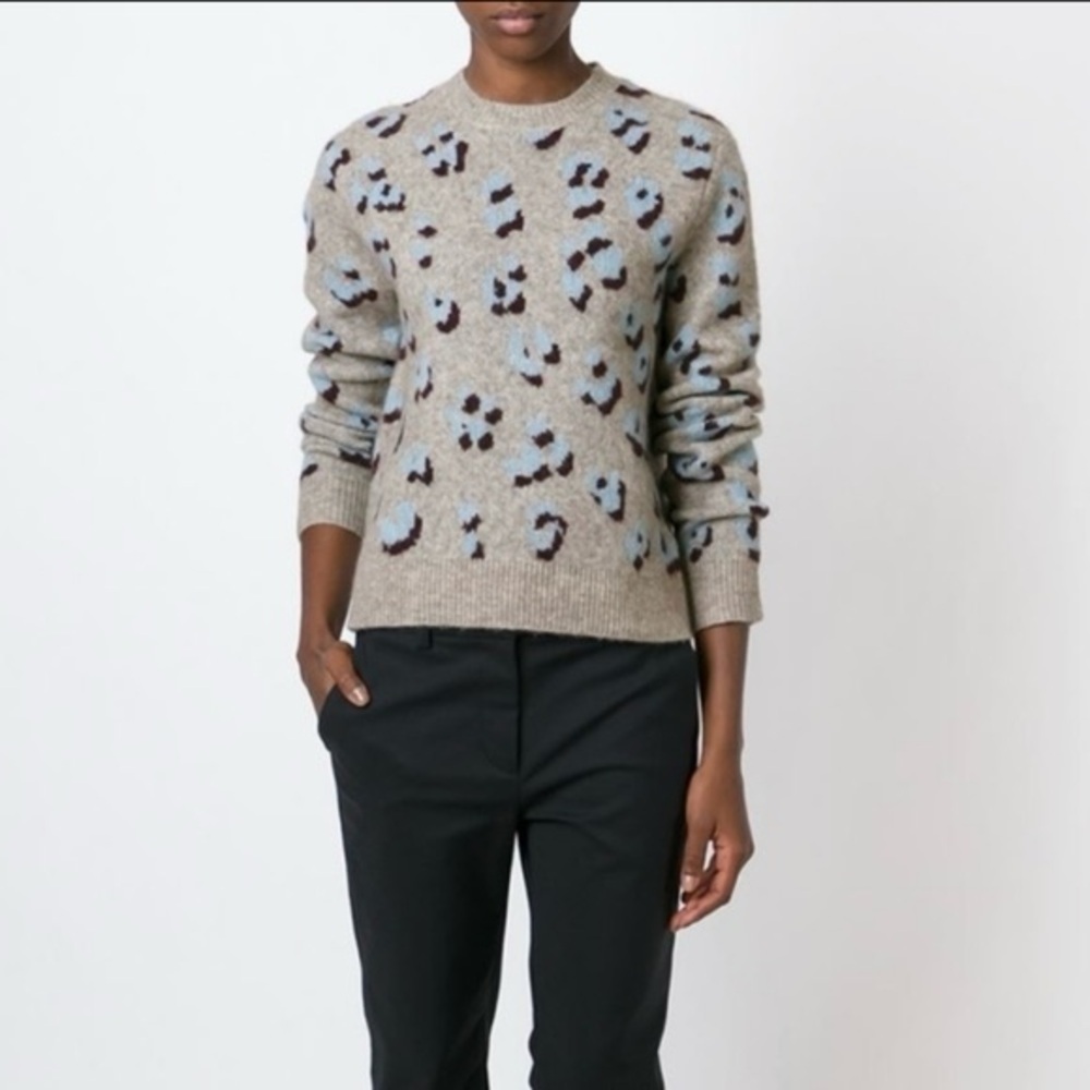 3.1 Phillip Lim Leopard Intarsia Crewneck Sweater Size XS